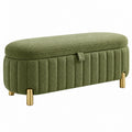 Sitzbank mit Stauraum 100 x 40 x 45 cm Bouclé Stoff Grün gepolstert Modern