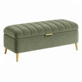 Sitzbank 120 x 45 x 45 cm mit Stauraum Samt Grün - gepolsterte Flurbank