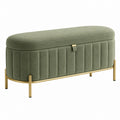 Sitzbank mit Stauraum 120 x 45 x 50 cm Stoff Grün Gold gepolstert