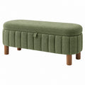 Sitzbank 110 x 40 x 45 cm olivgrün Stoff mit Stauraum und Holzbeinen
