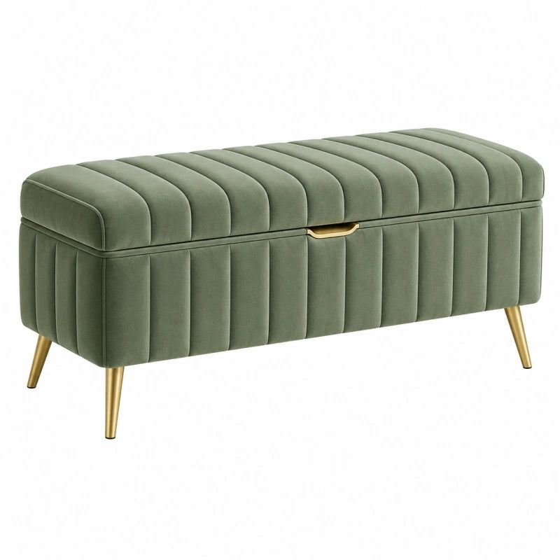 Sitzbank mit Stauraum 120 x 45 x 48 cm Samt Grün gepolstert Modern