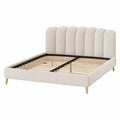 Polsterbett 180 x 200 cm Creme Stoff mit Lattenrost Modernes Doppelbett