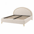 Polsterbett 160 x 200 cm Samt Creme mit Lattenrost Modern