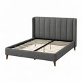 Polsterbett 160 x 200 cm aus Stoff in Anthrazit mit Lattenrost und gepolstertem Kopfteil