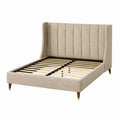 Polsterbett 160 x 200 cm Beige Stoff mit Lattenrost modernes Doppelbett