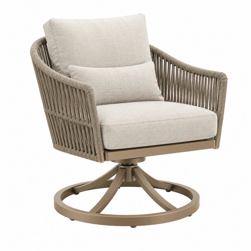 Drehbarer Gartensessel 84 x 82 x 88 cm mit Seilbespannung in Beige