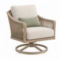 Drehbarer Gartenstuhl 82 x 83 x 86 cm Beige Holz Seilgeflecht mit Polsterung