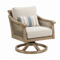 Drehbarer Gartensessel 82 x 86 x 92 cm aus Holz Beige mit Kordelbespannung