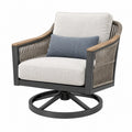 Drehbarer Gartenstuhl 82 x 86 x 92 cm aus Metall Geflecht und Textil in Beige Braun Anthrazit