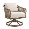 Drehbarer Loungesessel 80 x 85 x 85 cm mit Seilgeflecht Beige für Terrasse und Garten