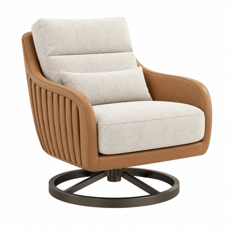 Drehsessel 82 x 88 x 95 cm Beige Braun Textilbezug mit Drehfunktion
