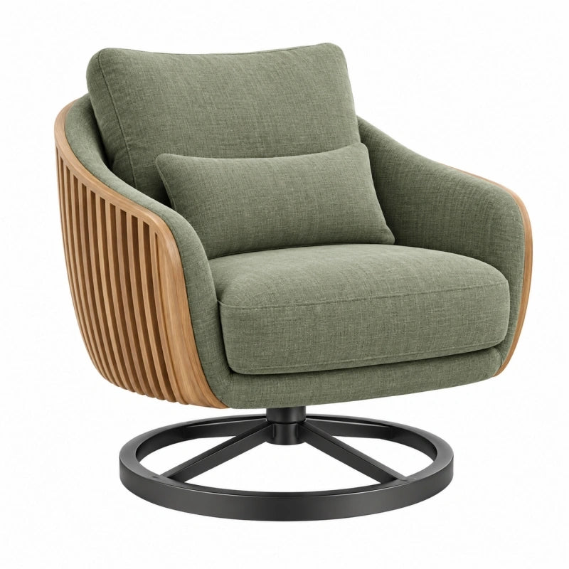 Drehsessel 84 x 82 x 88 cm Stoff Grün Holz Metall moderner Lounge Stil