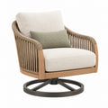 Drehsessel 82 x 78 x 85 cm aus Holz und Textil in Beige - drehbar im natürlichen Stil